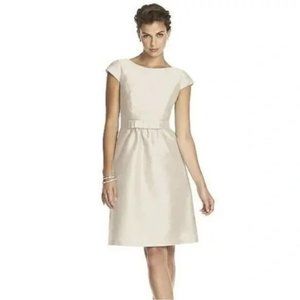 Alfred Sung Womens D570 Cocktail Peu de Soie Bridesmaid Dress White Size 16 NWT